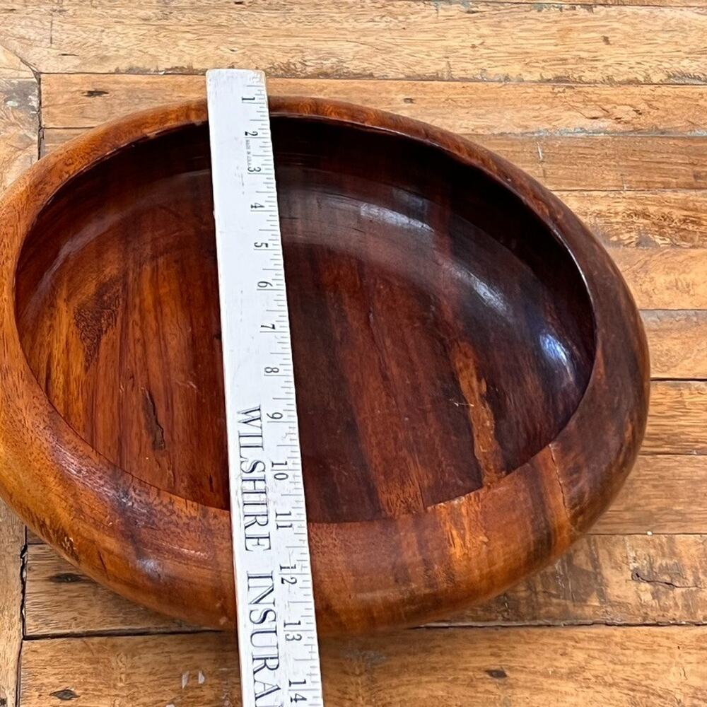 Vintage Solid Wood Bowl 10" MCM Modern - Picture 7 of 12